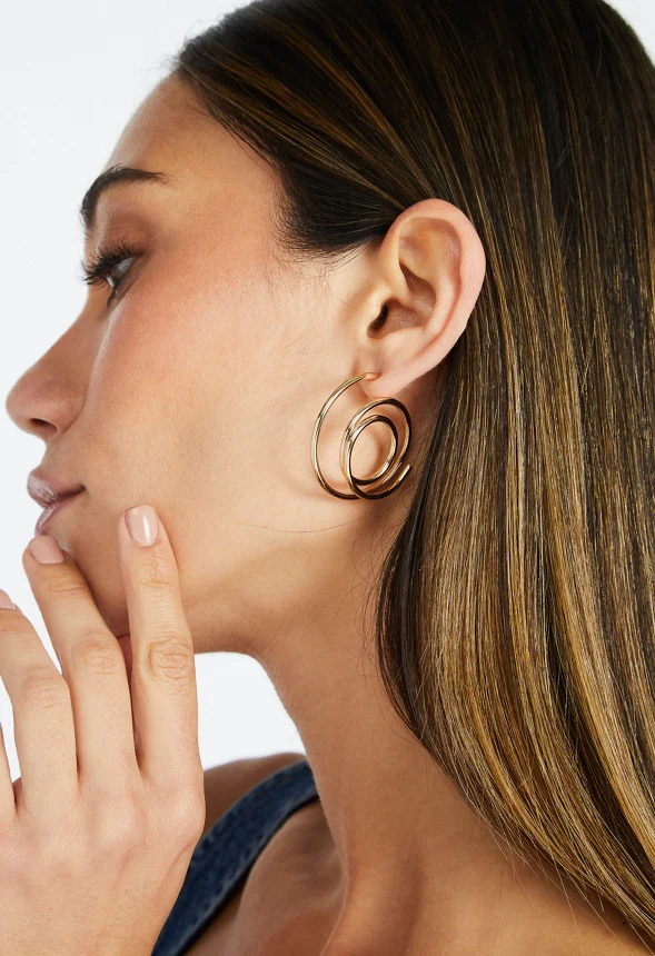 Joni Tube Spiral Hoop Earrings - Image 2
