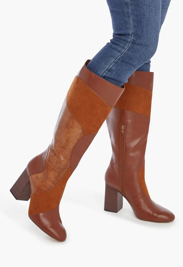 Josephine Patchwork Heeled Boot - Image 5