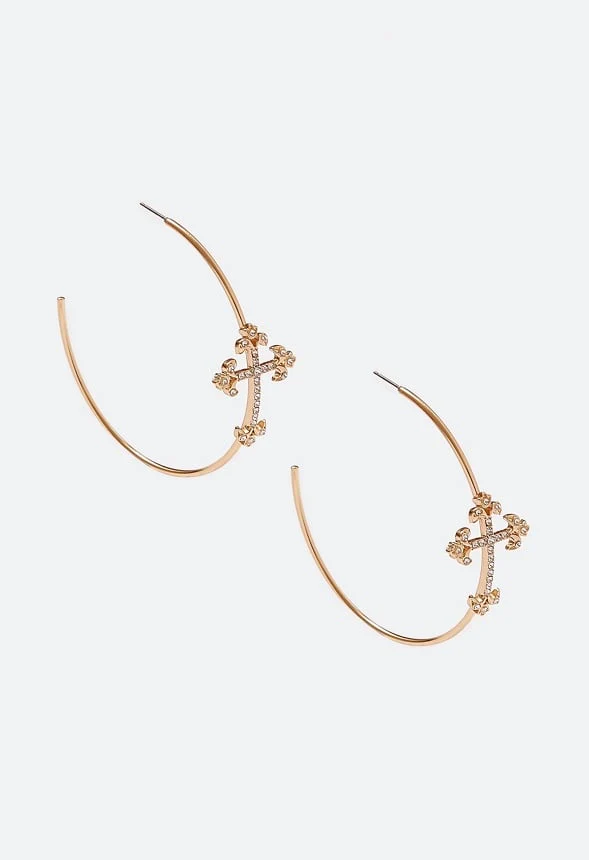 Joy Glass Cross Hoop Earrings - Image 2