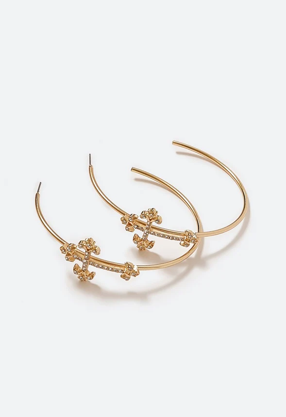 Joy Glass Cross Hoop Earrings - Image 3