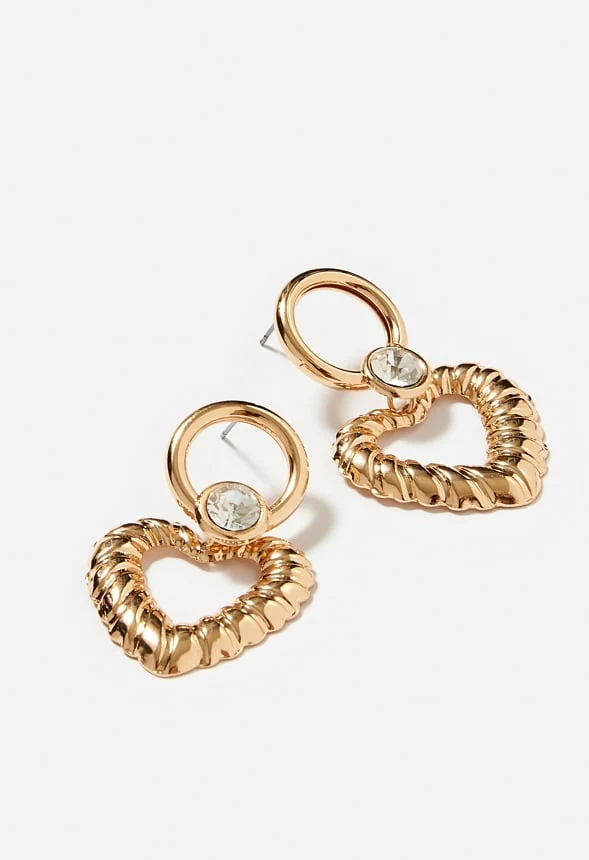 Joy Heart Drop Earrings With Glass Stone - Image 3
