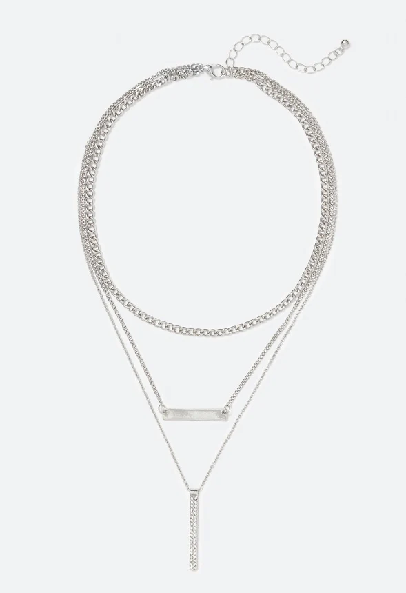 Joy Rhinestone Bar Layer Necklace - Image 2
