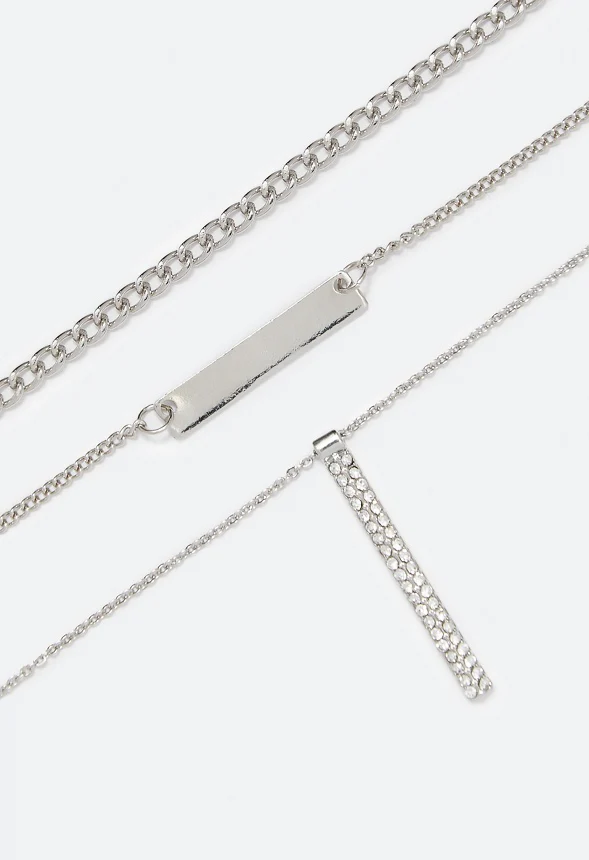 Joy Rhinestone Bar Layer Necklace - Image 3
