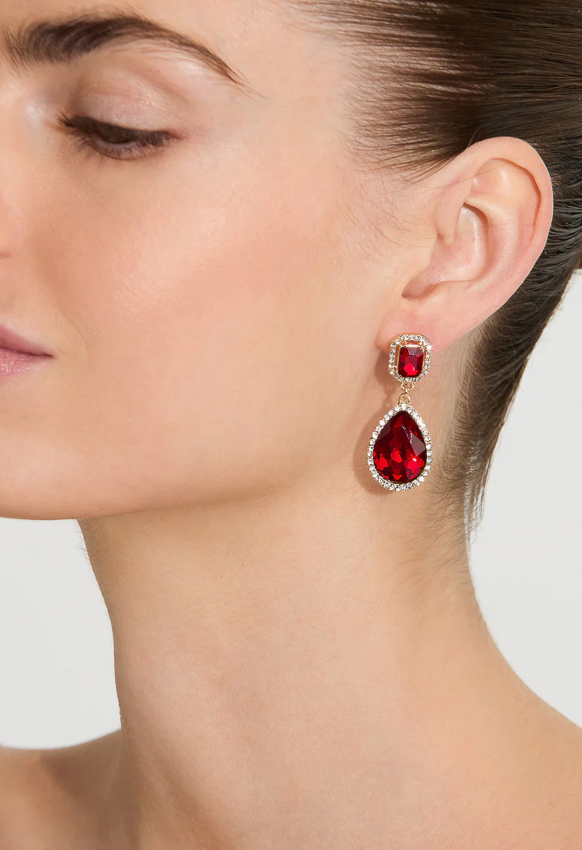 Jules Linked Glass Stone Drop Earrings - Image 2