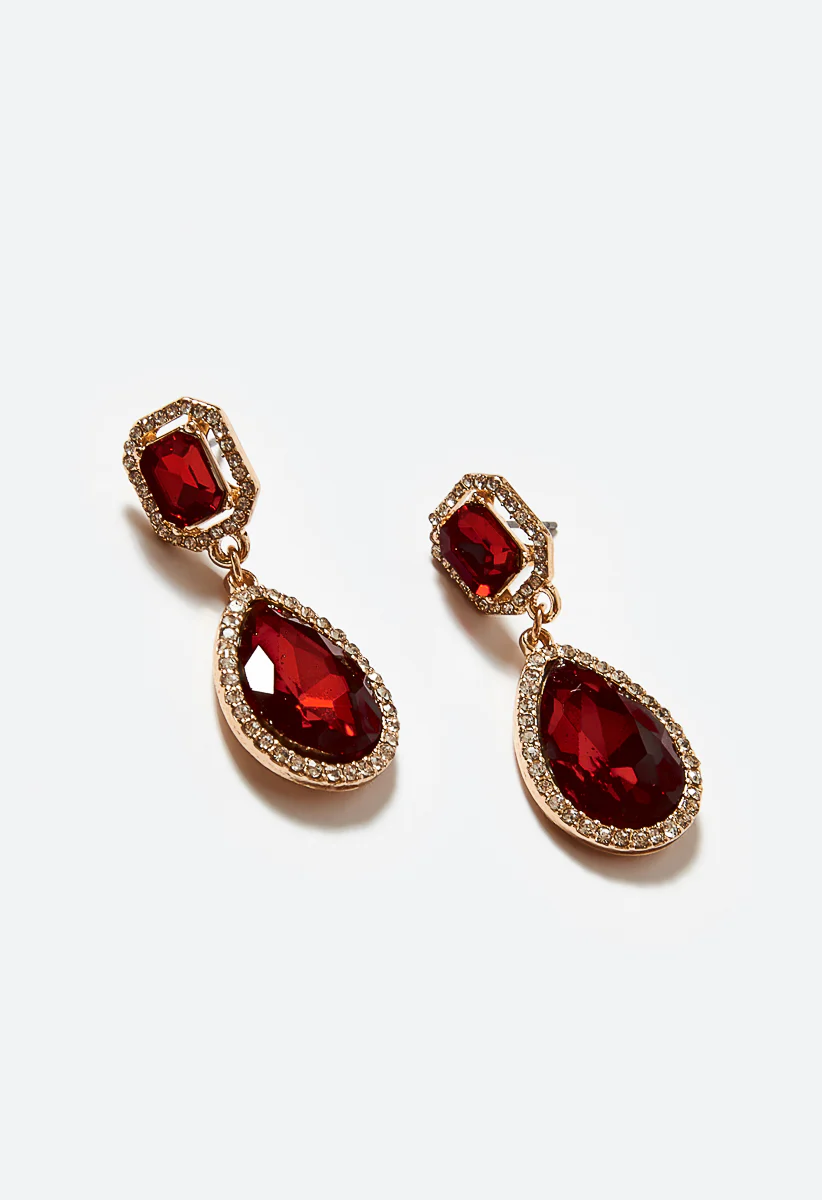 Jules Linked Glass Stone Drop Earrings - Image 3