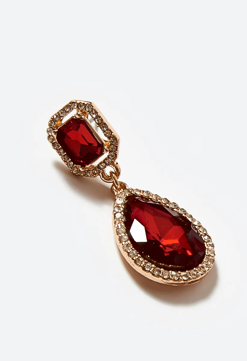 Jules Linked Glass Stone Drop Earrings - Image 4