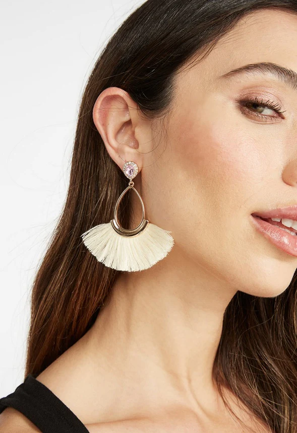 June Teardrop Tassel Drop Earrings - Image 2