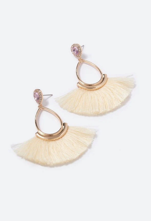 June Teardrop Tassel Drop Earrings - Image 3