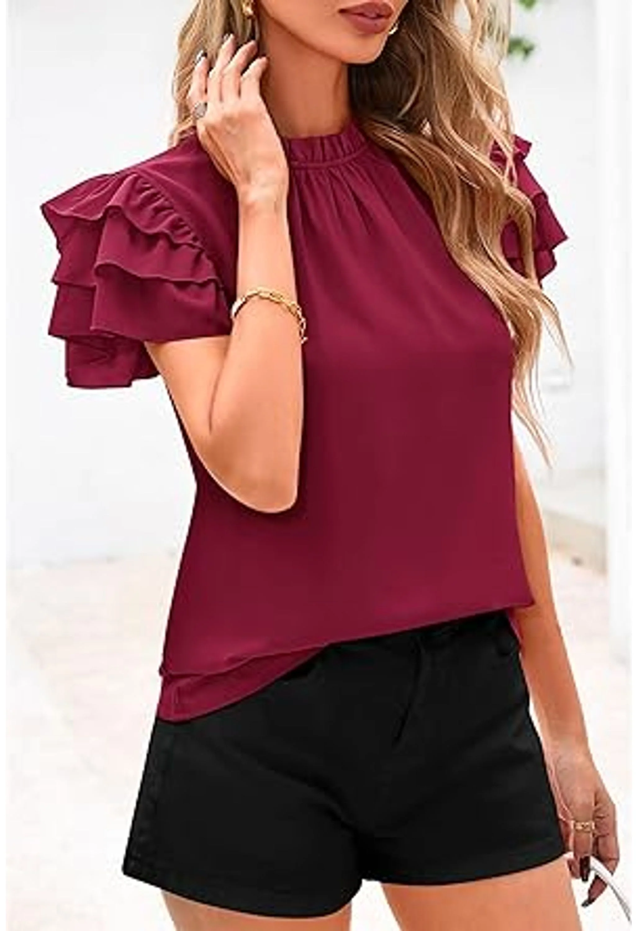 Women's Dressy Casual Ruffle Work Tops - Image 2