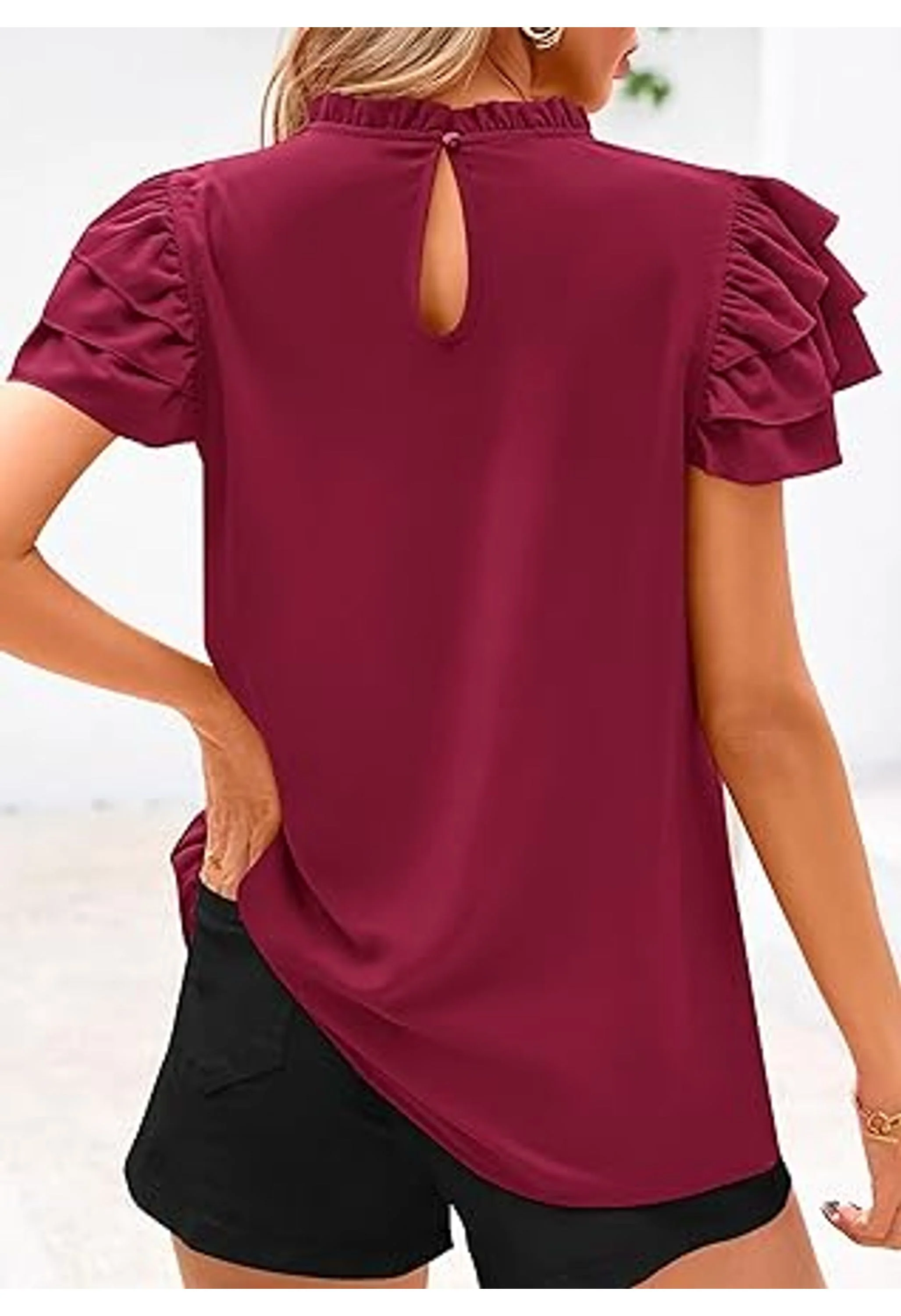 Women's Dressy Casual Ruffle Work Tops - Image 3