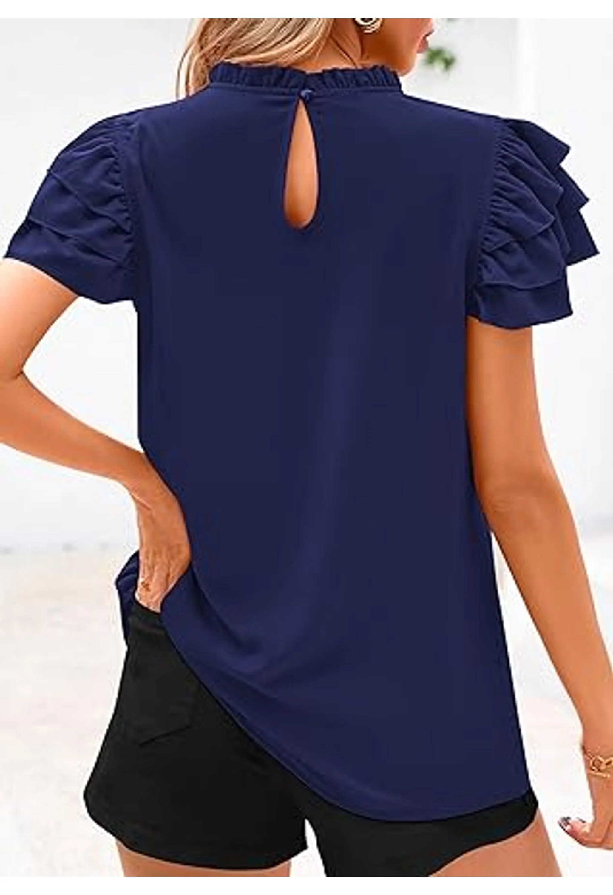 Women's Dressy Casual Ruffle Work Tops - Image 3