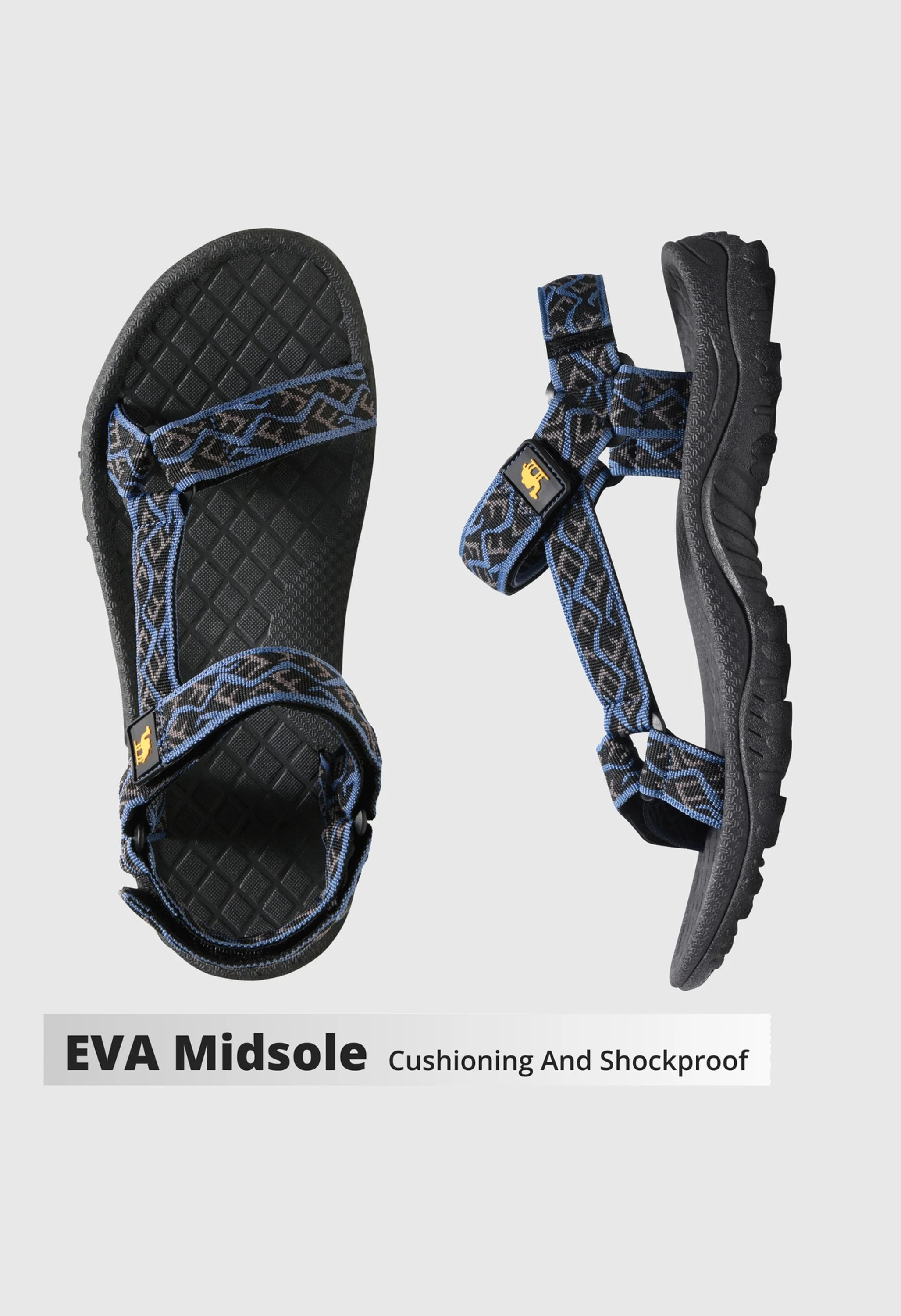 CAMEL CROWN Men's Summer Blue-Black Pattern Sports Open Toe Outdoor Sandals - Image 4
