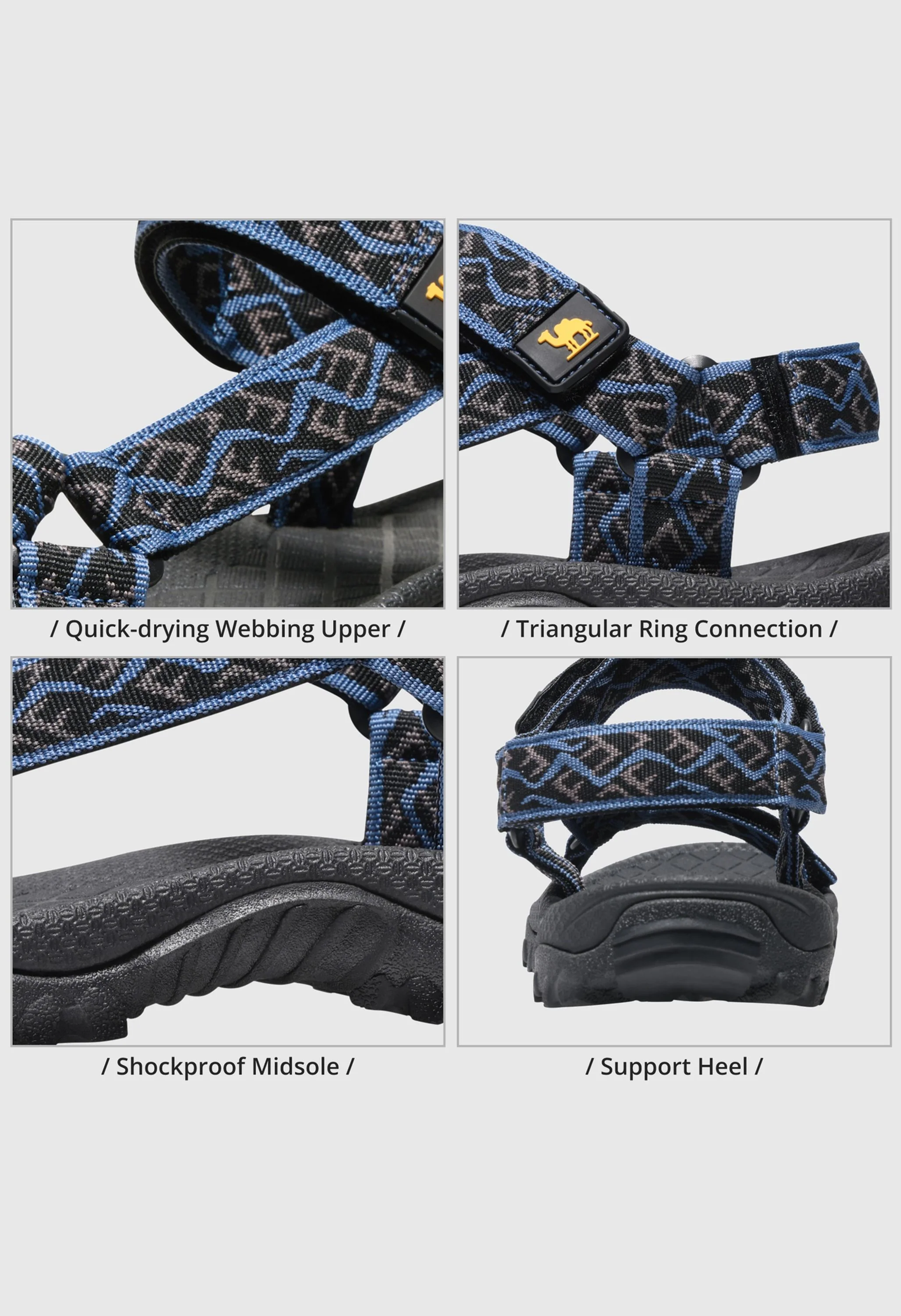 CAMEL CROWN Men's Summer Blue-Black Pattern Sports Open Toe Outdoor Sandals - Image 5