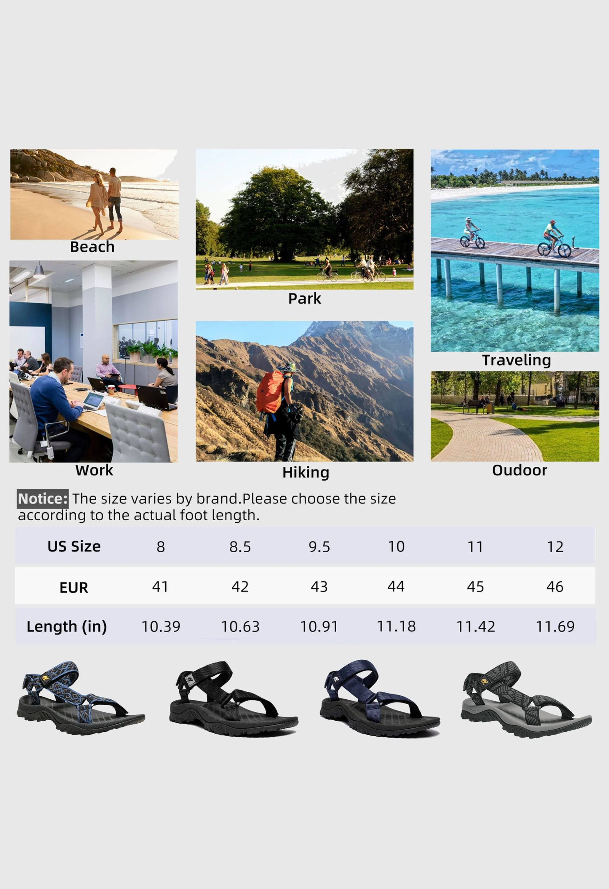 CAMEL CROWN Men's Summer Blue-Black Pattern Sports Open Toe Outdoor Sandals - Image 8