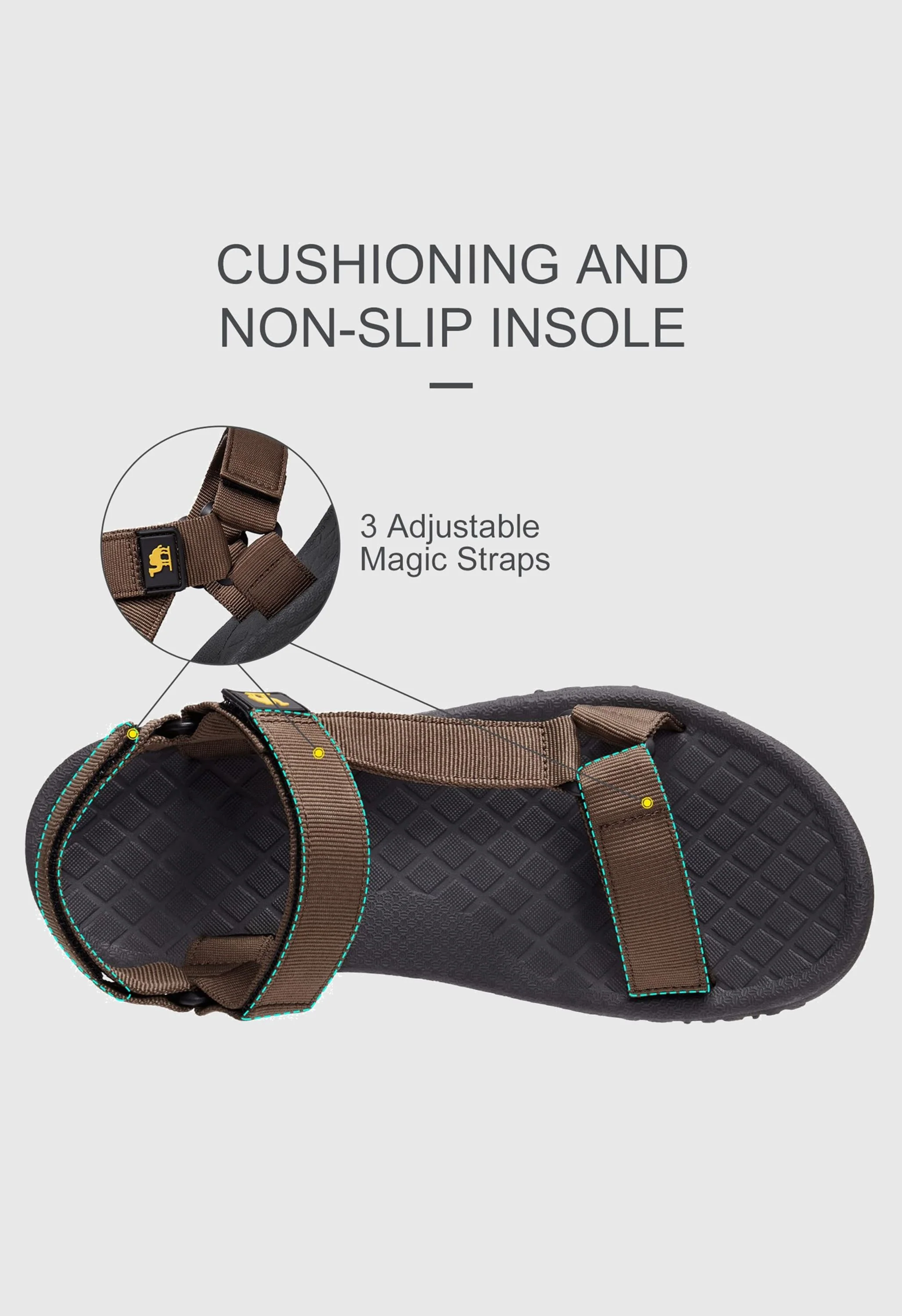 CAMEL CROWN Men's Summer Brown Sports Open Toe Outdoor Sandals - Image 2