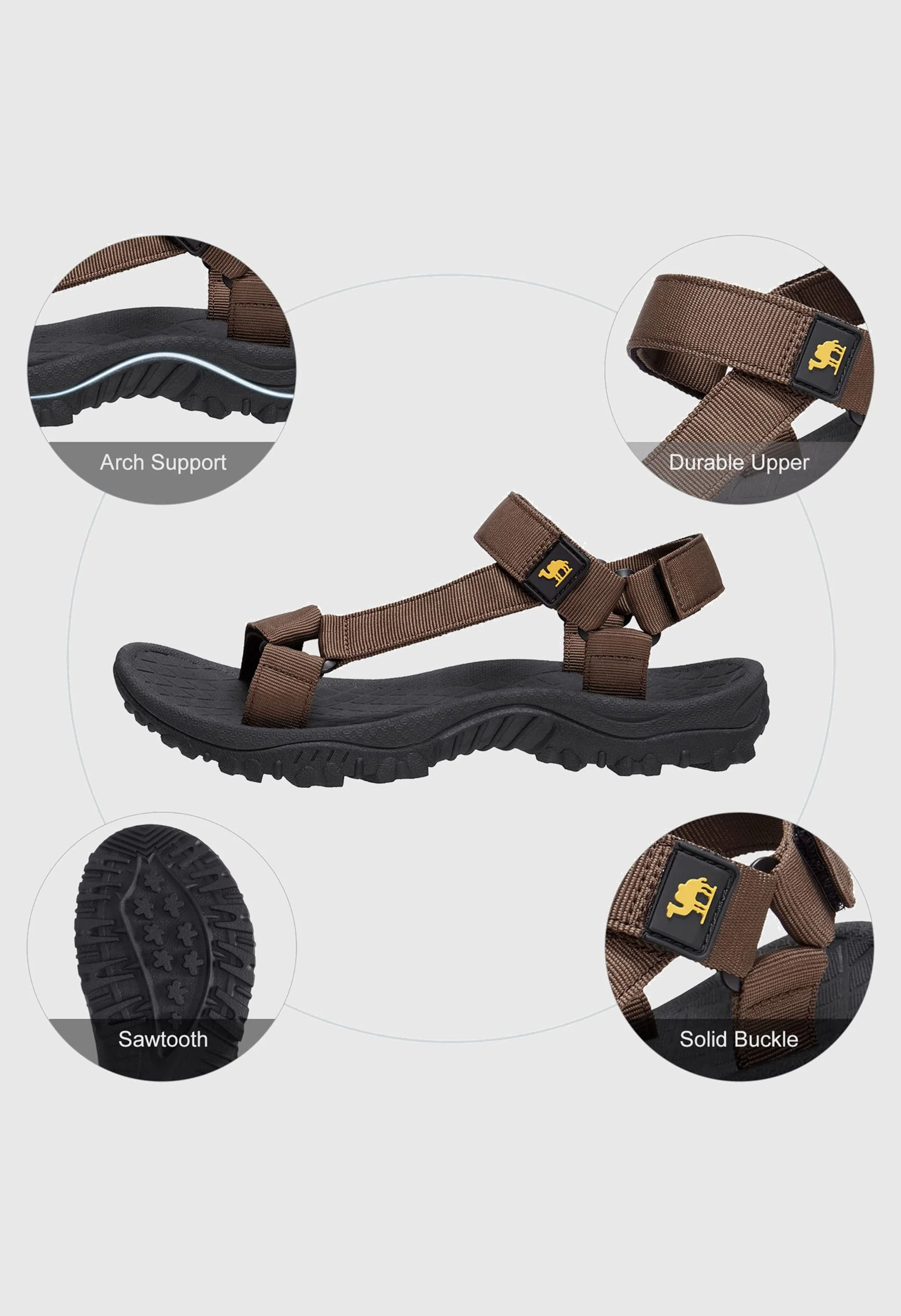 CAMEL CROWN Men's Summer Brown Sports Open Toe Outdoor Sandals - Image 5