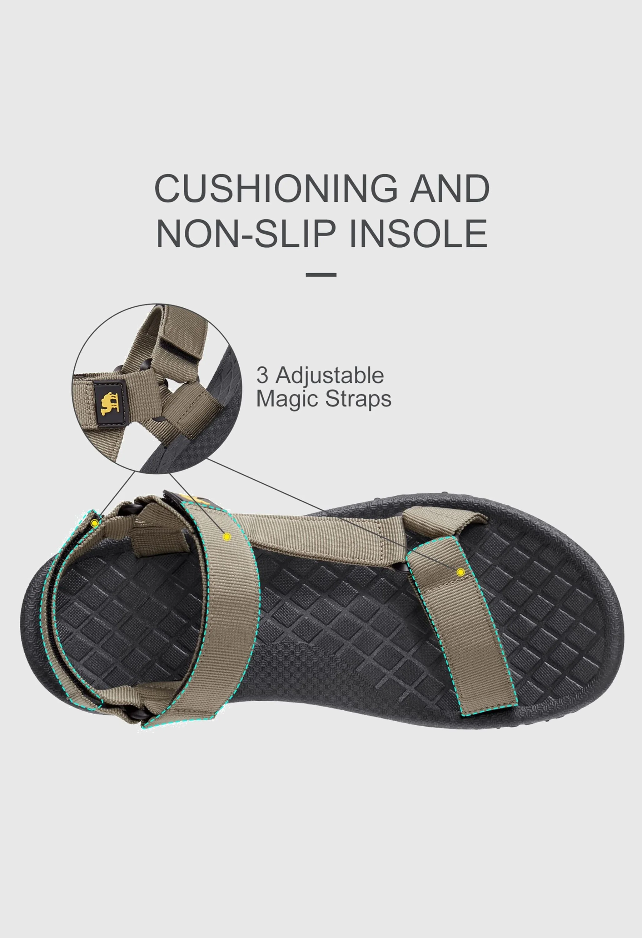 CAMEL CROWN Men's Summer Khaki Sports Open Toe Outdoor Sandals - Image 2
