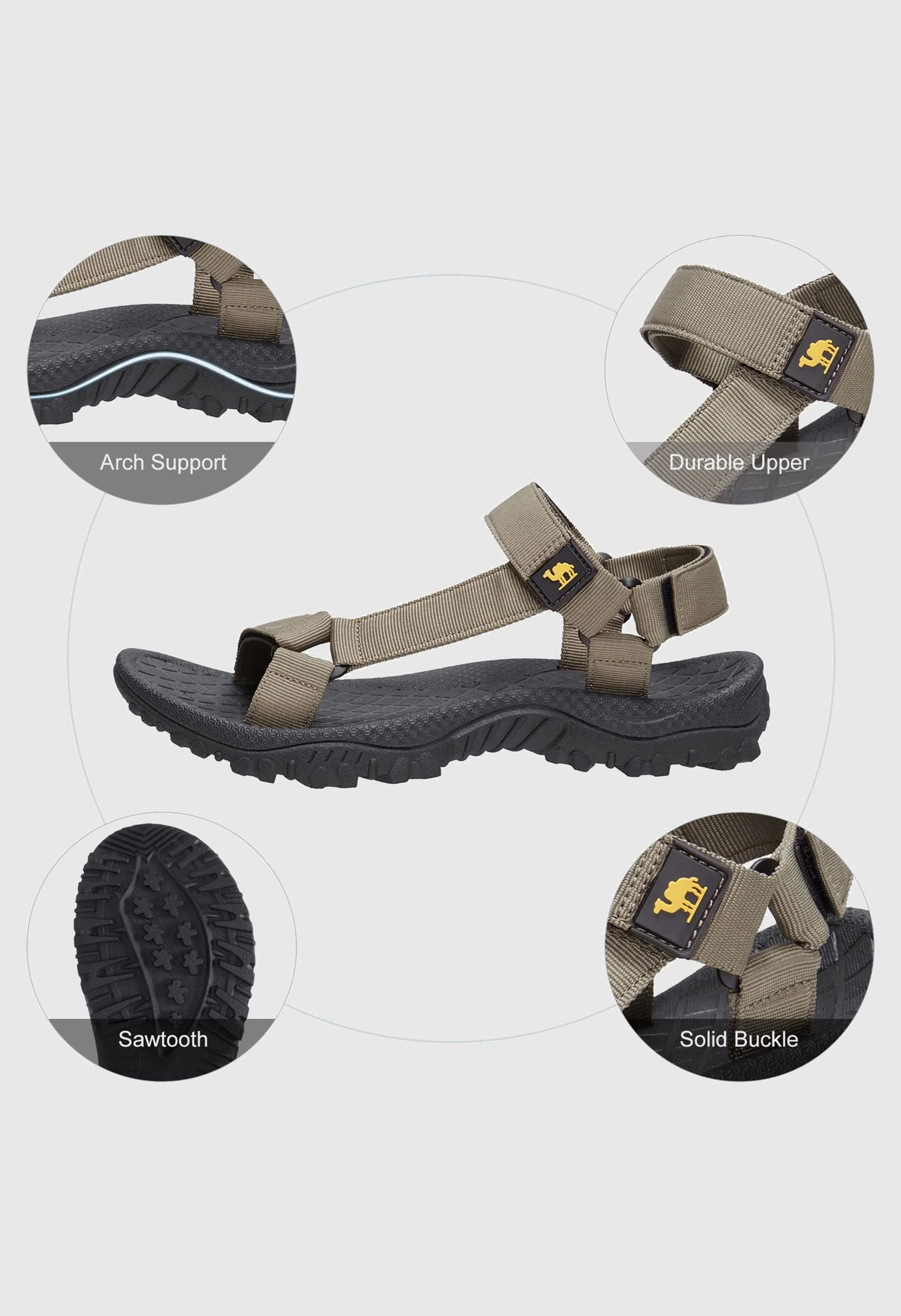 CAMEL CROWN Men's Summer Khaki Sports Open Toe Outdoor Sandals - Image 5