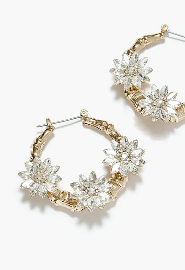 Kara Glass Flower Creole Hoops - Image 3