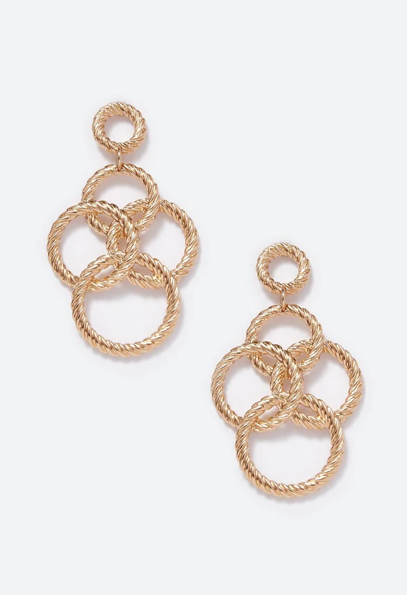Karla Rope Effect Multi Ring Drop Earrings - Image 2