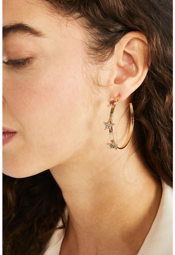 Kelly Multi Stars Hoop Earrings - Image 2
