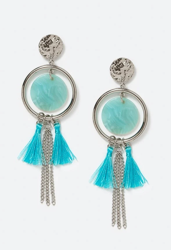 Kia Tonal Disc And Tassel Drop Earrings - Image 2