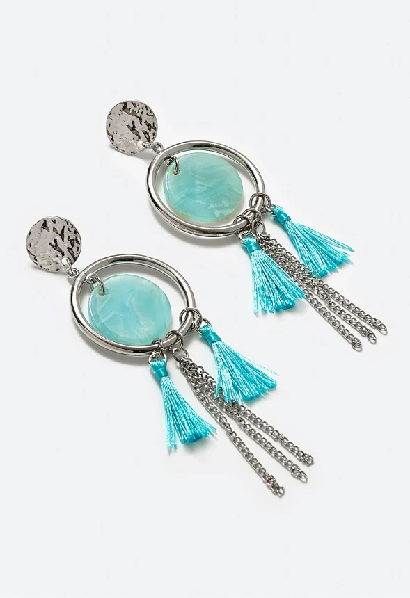Kia Tonal Disc And Tassel Drop Earrings - Image 3