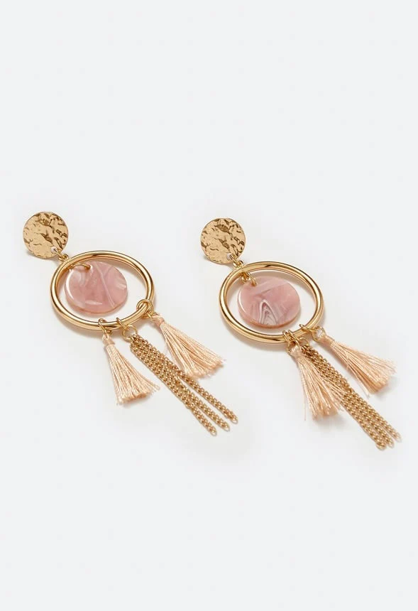 Kia Tonal Disc And Tassel Drop Earrings - Image 3