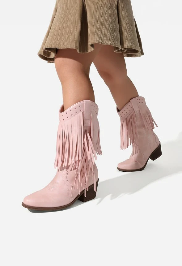 Kids Fringe Pull On Western Boots - Image 2