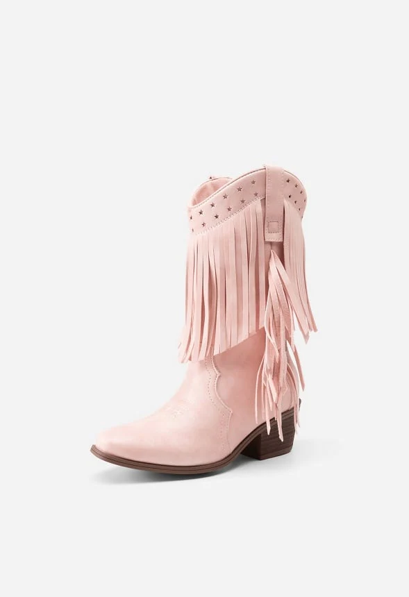 Kids Fringe Pull On Western Boots - Image 3