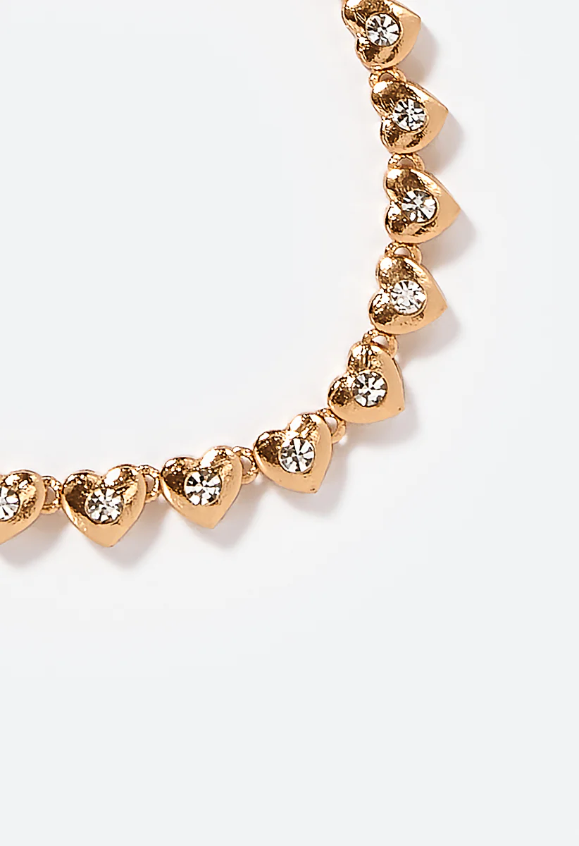 Kira Glass Stone Set Linked Hearts Bracelet - Image 3