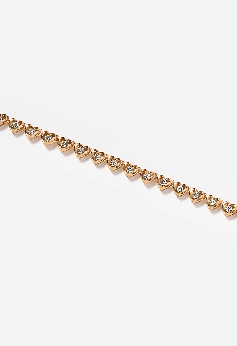 Kira Glass Stone Set Linked Hearts Bracelet - Image 4
