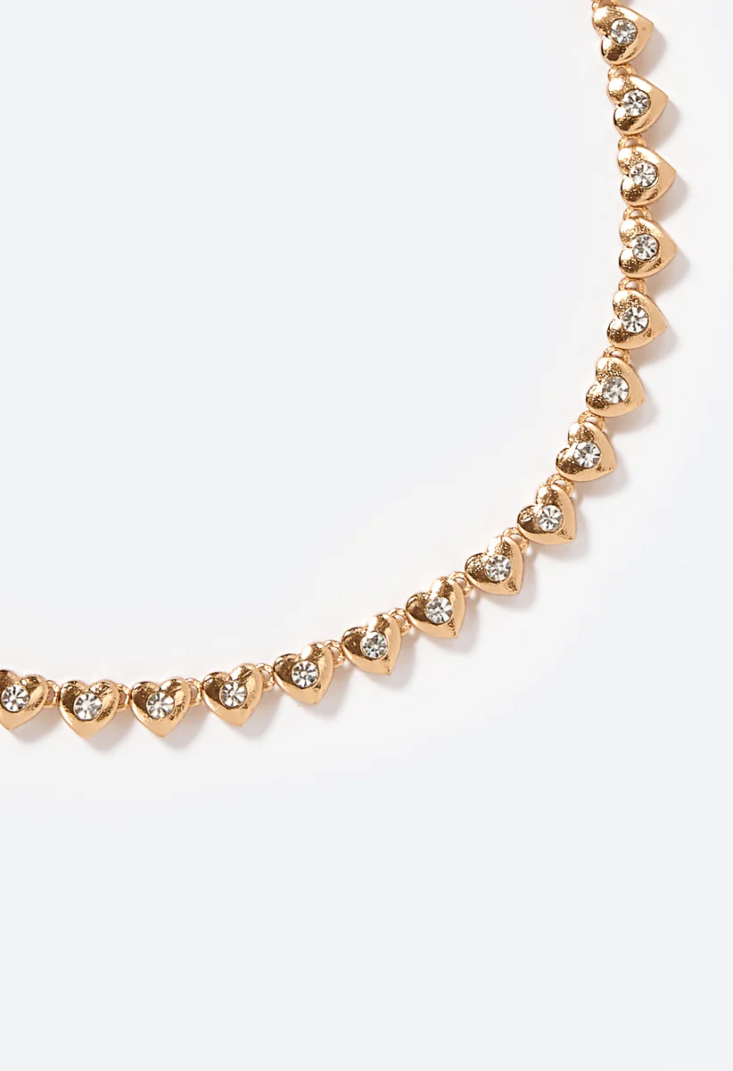 Kira Glass Stone Set Linked Hearts Necklace - Image 4