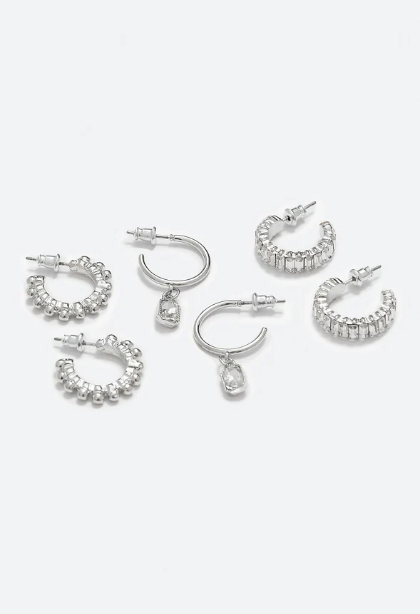 Kira Textured Metal Hoop Multipack - Image 3