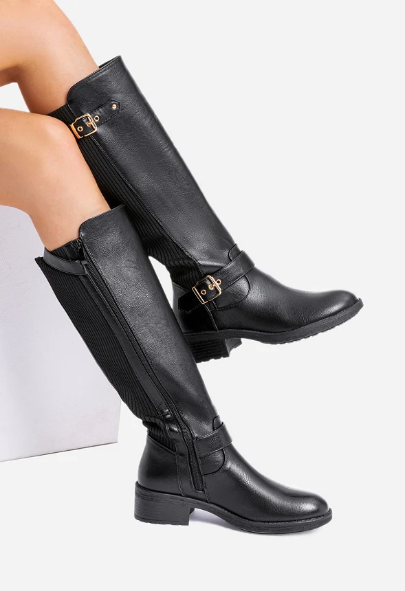 Knee-High Motorcycle Buckle Boot - Image 2