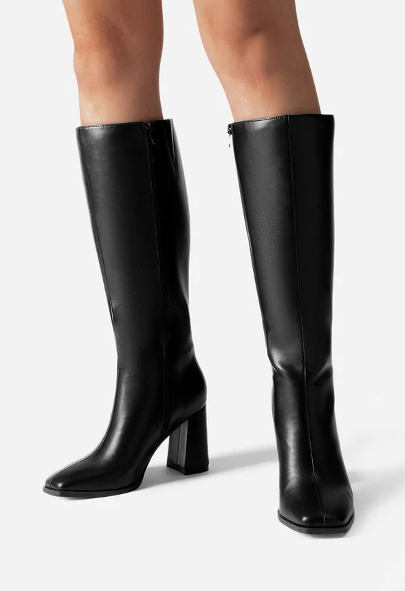 Knee-High Square Toe Heeled Boot - Image 2