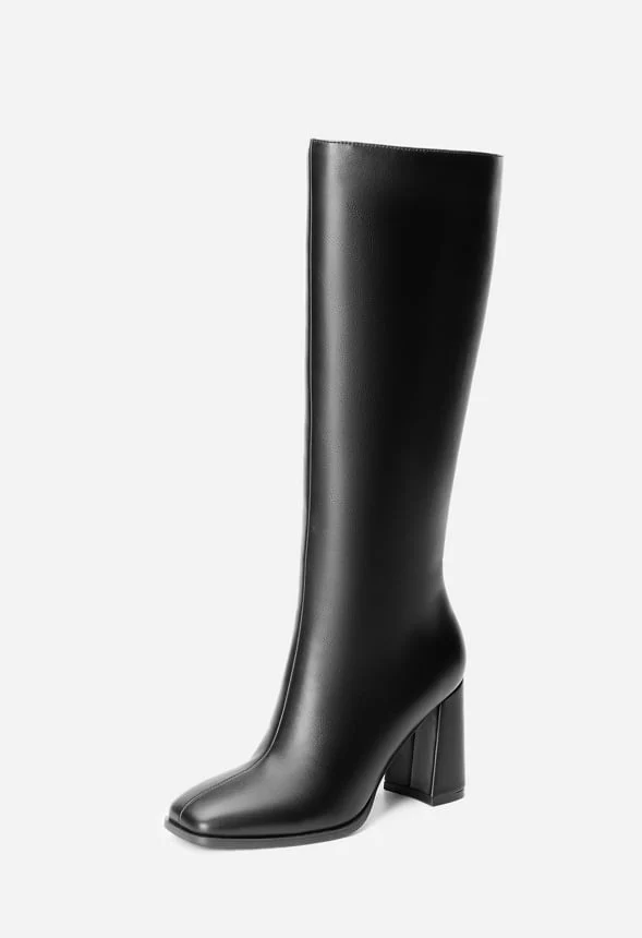 Knee-High Square Toe Heeled Boot - Image 3
