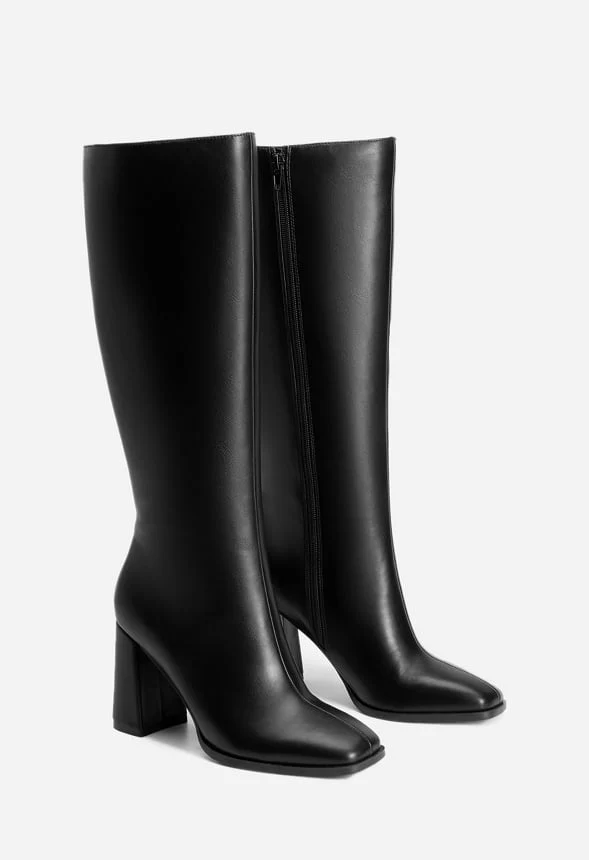 Knee-High Square Toe Heeled Boot - Image 4