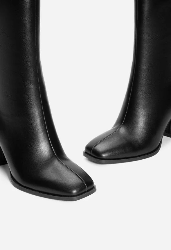 Knee-High Square Toe Heeled Boot - Image 6