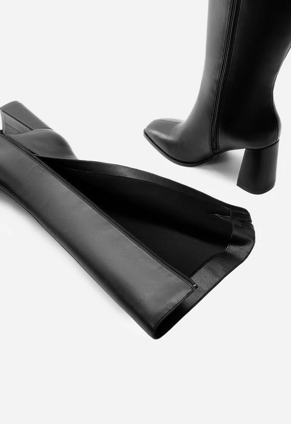 Knee-High Square Toe Heeled Boot - Image 7