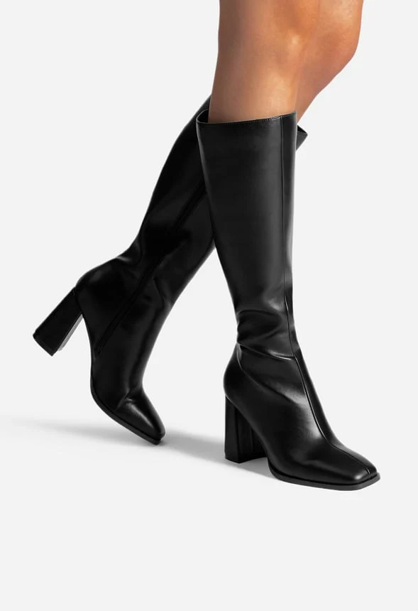 Knee-High Square Toe Heeled Boot - Image 8
