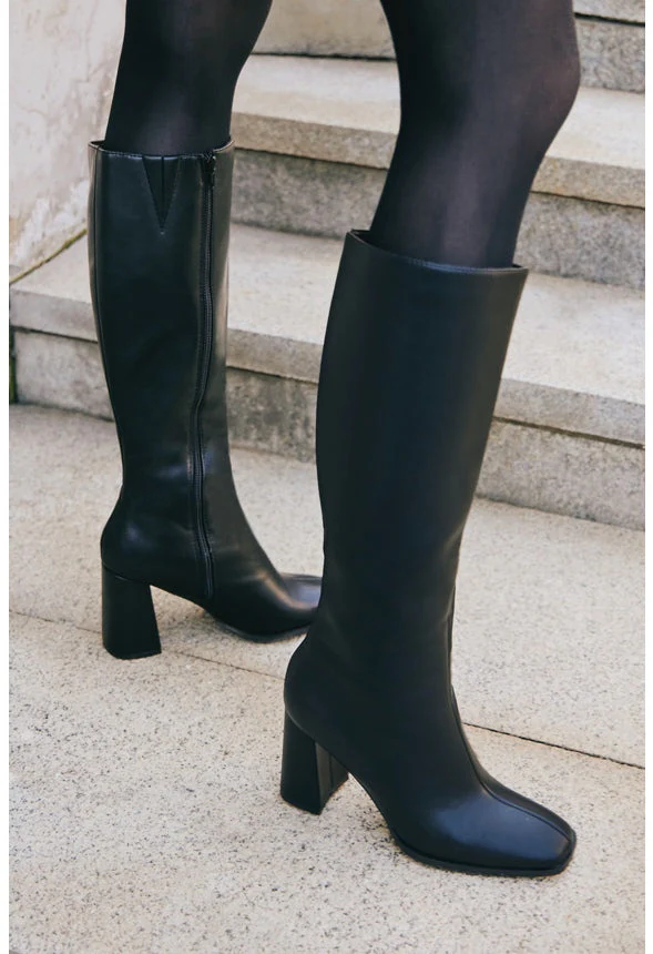 Knee-High Square Toe Heeled Boot - Image 9
