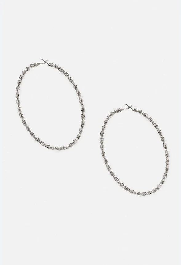 Kora Fine Cut Textured Hoops Earrings - Image 2