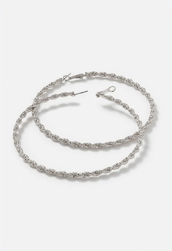 Kora Fine Cut Textured Hoops Earrings - Image 3