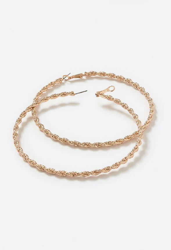 Kora Fine Cut Textured Hoops Earrings - Image 3