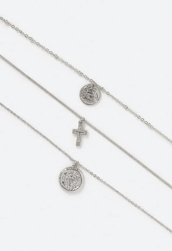 Kori Fine Layered Coin and Cross Necklace - Image 3