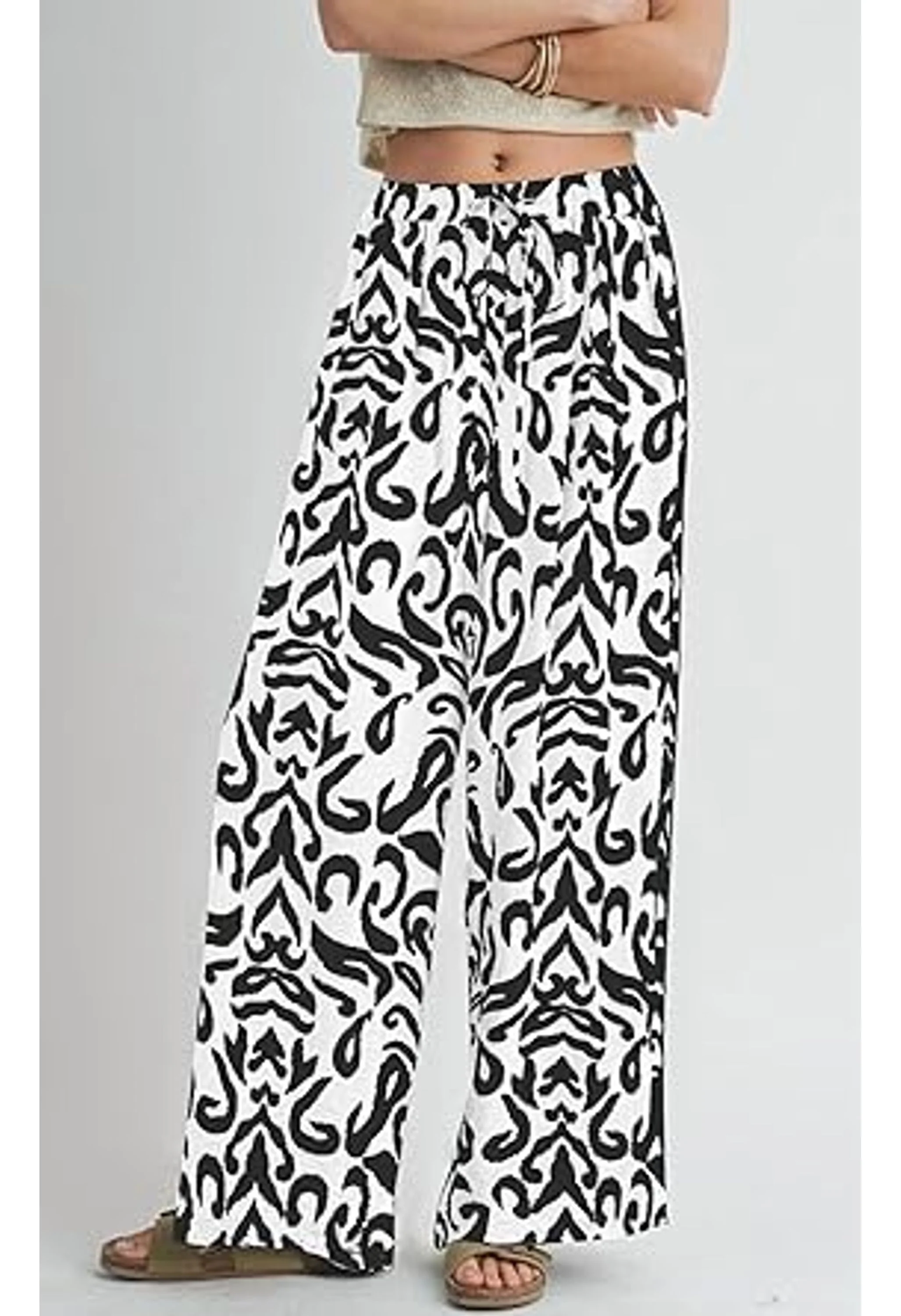 Women's Lightweight Floral Wide Pants - Image 2