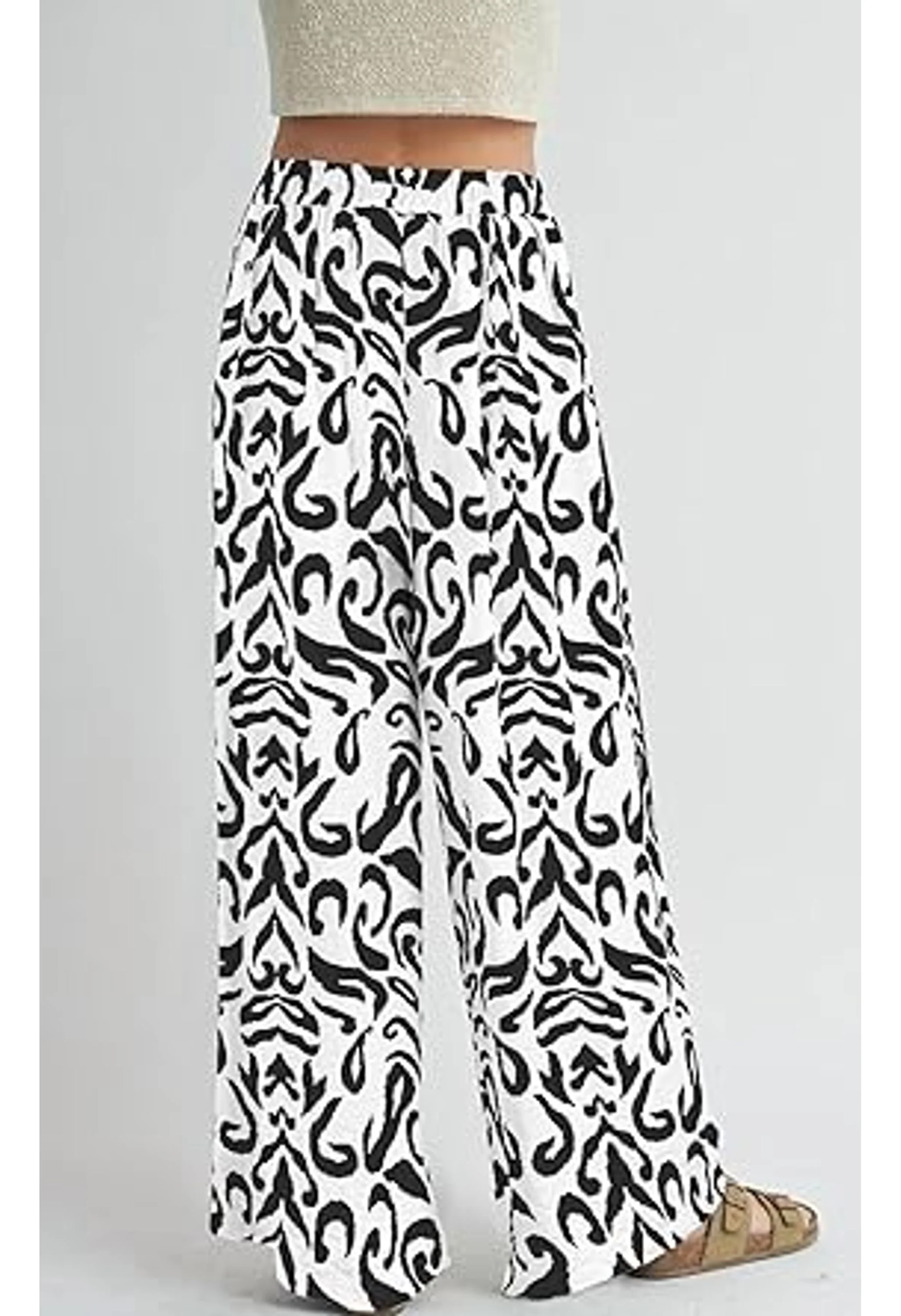 Women's Lightweight Floral Wide Pants - Image 3