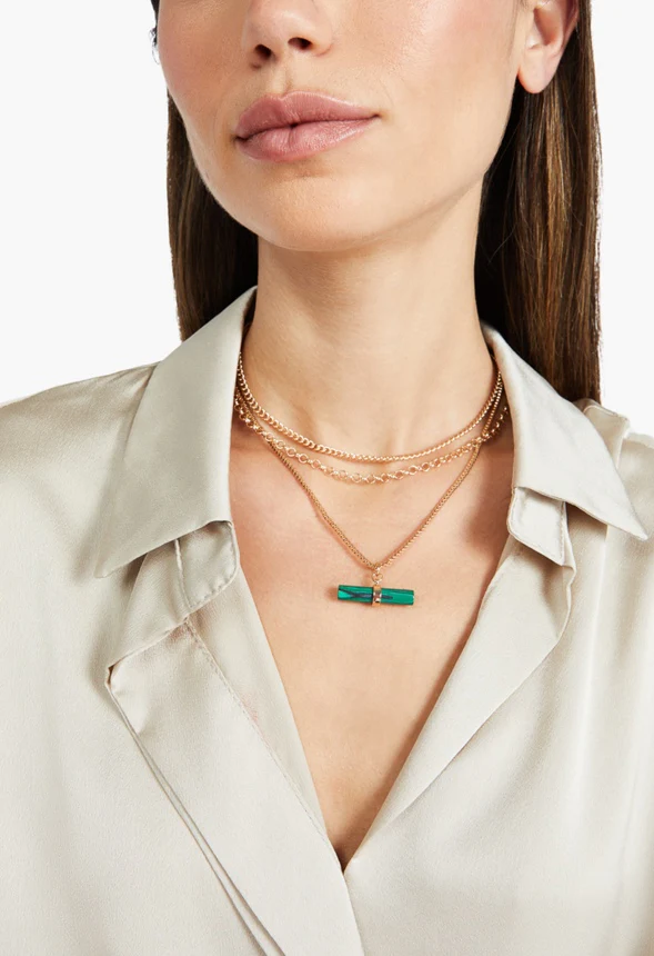 Kylie Malachite Charm Layer Necklace - Image 2