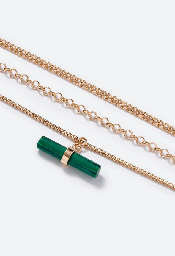 Kylie Malachite Charm Layer Necklace - Image 3